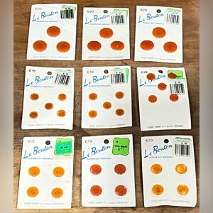 NOS Vintage Le Bouton Orange Button Lot Of 9 On Card Style 618, 619, 620